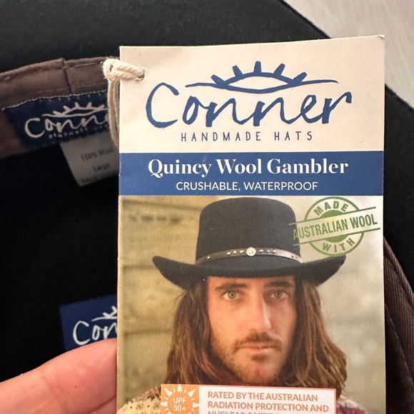 Conner Quincy ORGANIC Eco Friendly Waterproof Wool Hat Cowboy Unisex - Picture 9 of 12